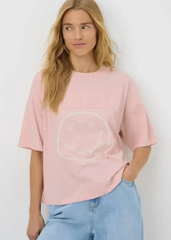 Nirvana Pink Frayed Graphic Box Fit T-Shirt