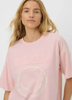 Nirvana Pink Frayed Graphic Box Fit T-Shirt