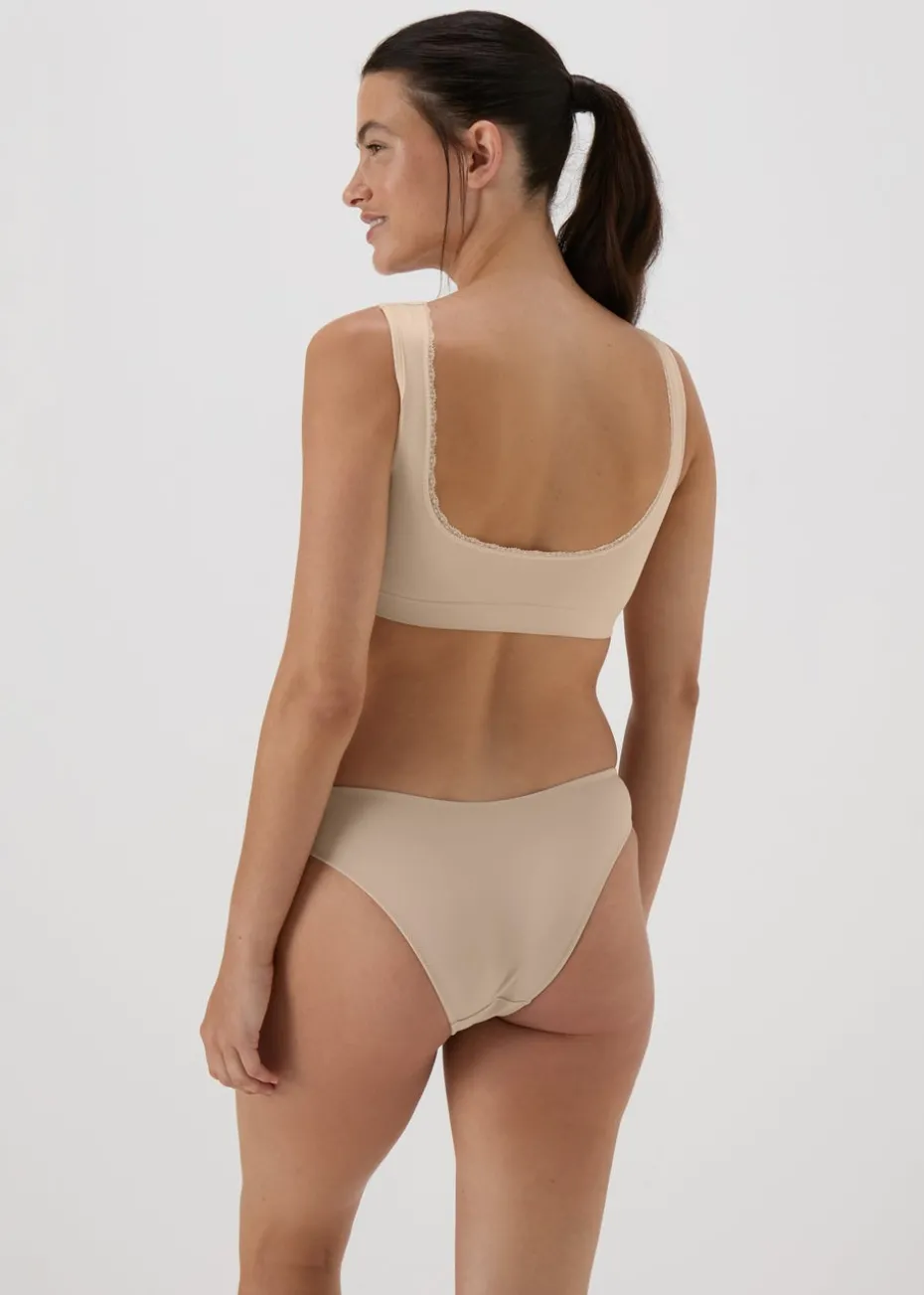 Nude Padded Lace Trim Seamless Crop Top