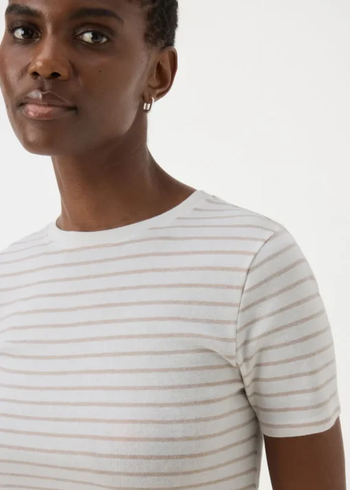 Oatmeal Stripe Fitted T-Shirt