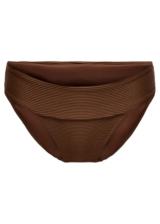 ONLY Brown Ribbed Bikini Bottoms