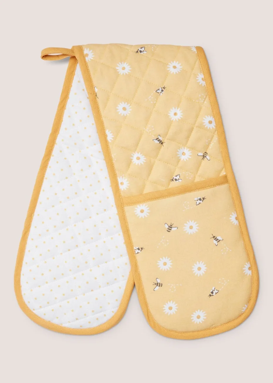 Orange Daisy Bee Oven Gloves (19cm x 90cm)