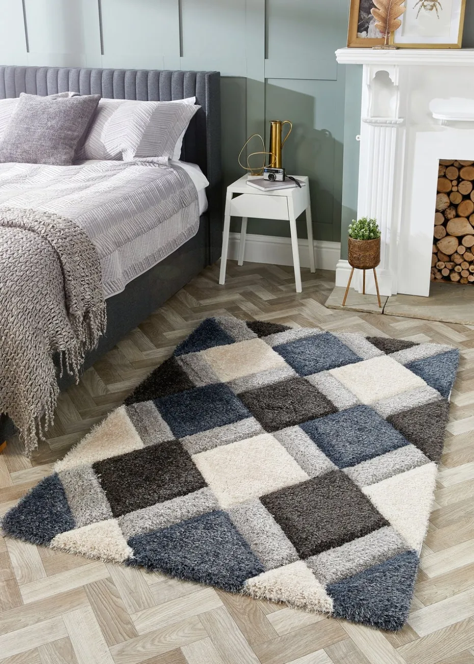 Origins Blue 3D GEO Shaggy Rug