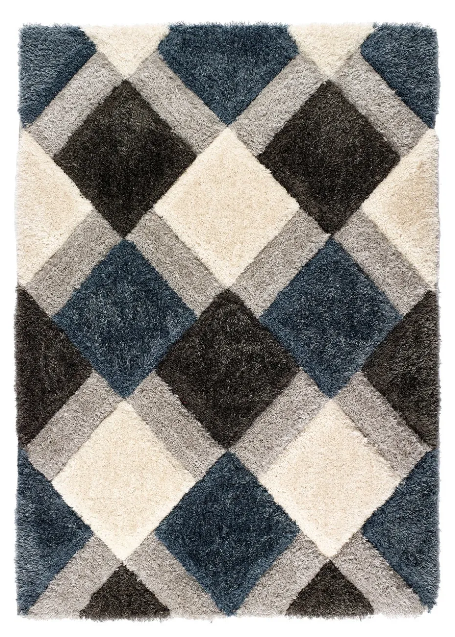 Origins Blue 3D GEO Shaggy Rug