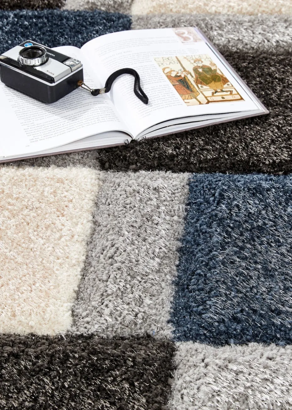 Origins Blue 3D GEO Shaggy Rug