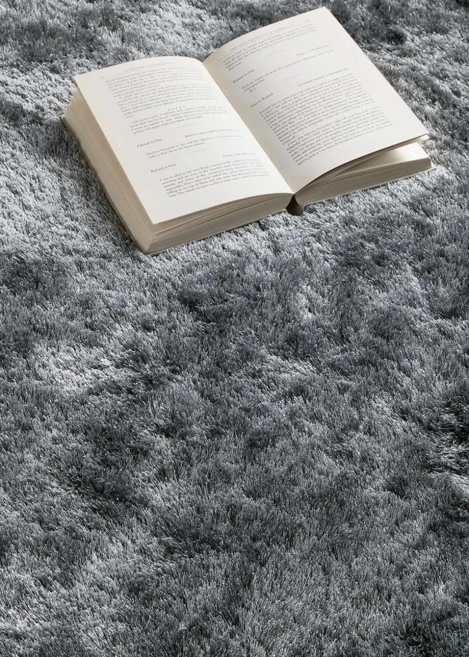 Origins Charcoal Shimmer Shaggy Border Rug