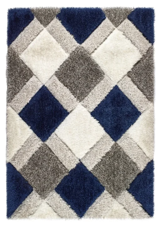 Origins Navy 3D GEO Shaggy Rug