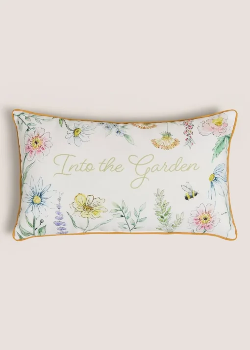 Outdoor Green Floral Bolster Cushion