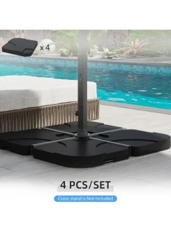 Outsunny 4 PCs Cantilever Parasol Weights Water & Sand Filled (15L)
