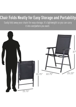 Outsunny 2 PCs Foldable Garden Chairs  (58cm x 64cm x 94cm)