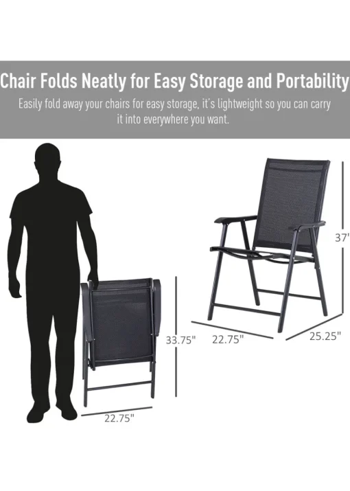 Outsunny 2 PCs Foldable Garden Chairs  (58cm x 64cm x 94cm)