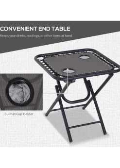 Outsunny 3 PCs Sun Lounger Table & Chairs Set with Cup Holders