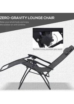 Outsunny 3 PCs Sun Lounger Table & Chairs Set with Cup Holders