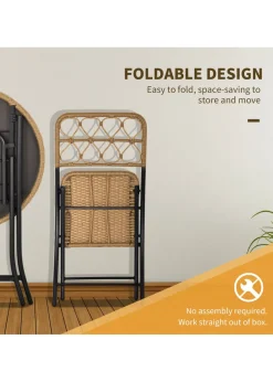 Outsunny 3 Piece Foldable Rattan Bistro Set