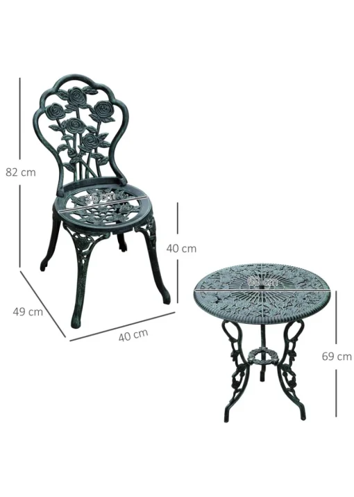 Outsunny 3 Piece Garden Cast Aluminium Bistro Set