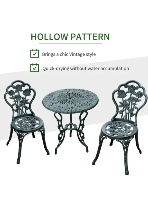 Outsunny 3 Piece Garden Cast Aluminium Bistro Set