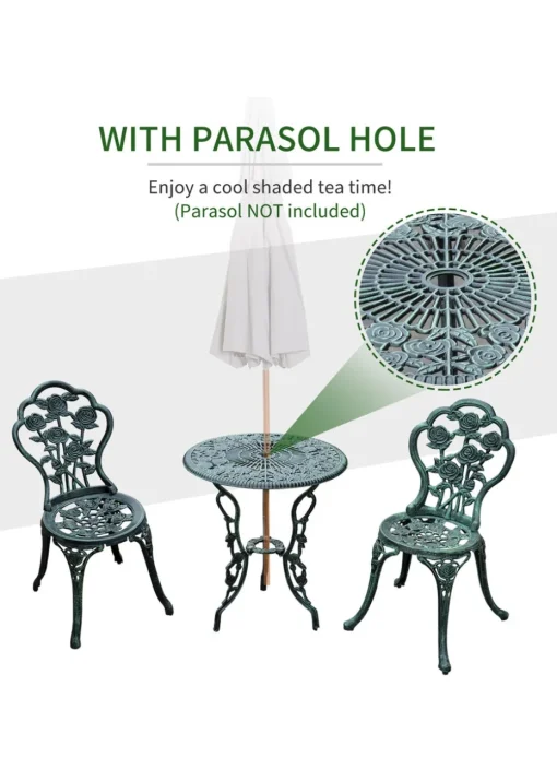 Outsunny 3 Piece Garden Cast Aluminium Bistro Set