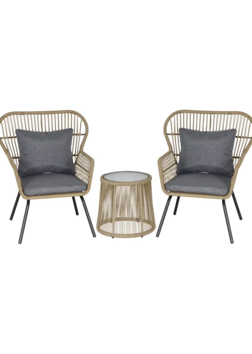 Outsunny 3 Piece Rattan Garden Furniture Set with Cushions