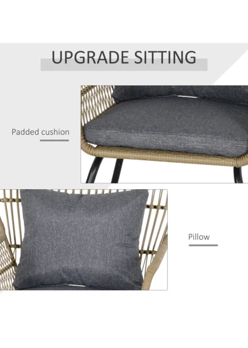 Outsunny 3 Piece Rattan Garden Furniture Set with Cushions
