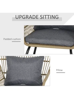Outsunny 3 Piece Rattan Garden Furniture Set with Cushions