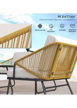 Outsunny 4 Piece Rattan Garden Furniture Set with Cushions