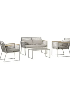 Outsunny 4 Piece Rope Rattan Effect Outdoor Furniture Set