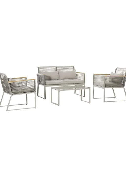Outsunny 4 Piece Rope Rattan Effect Outdoor Furniture Set