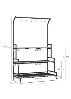 Outsunny 3 Tiered Plant Rack Stand with Hanging Hooks