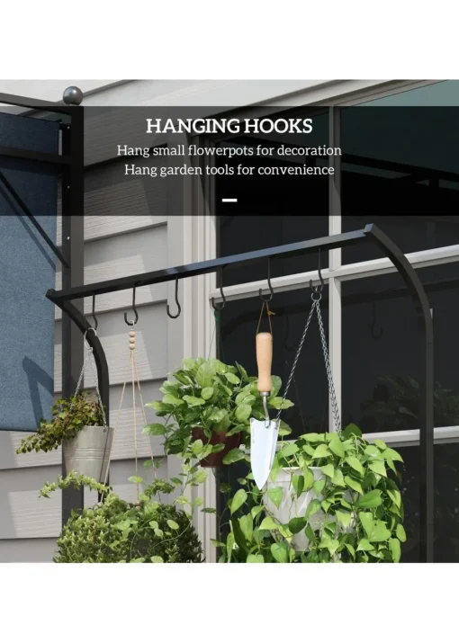 Outsunny 3 Tiered Plant Rack Stand with Hanging Hooks