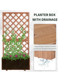 Outsunny 72.5 x 31.5 x 149.5 cm 45L Garden Wooden Pine Trough Planter with Topped Trellis
