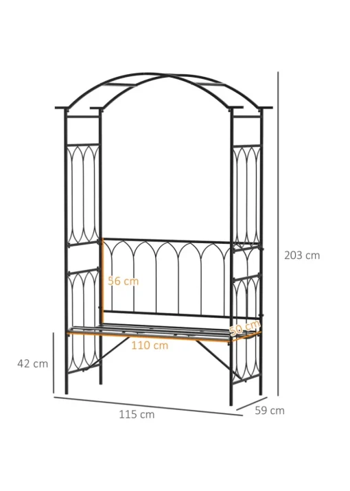 Outsunny Arbour Garden Bench Rose Trellis Arbour Pergola