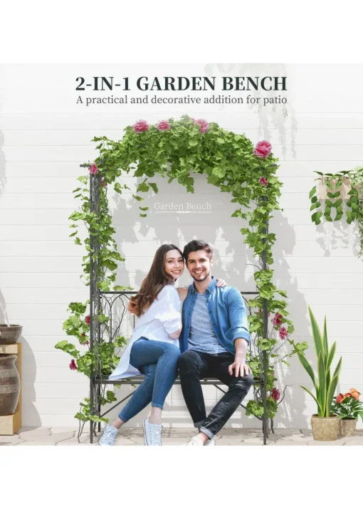Outsunny Arbour Garden Bench Rose Trellis Arbour Pergola