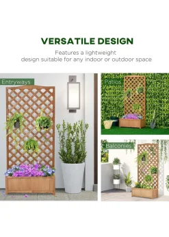 Outsunny Brown Garden Wooden Planter Box (76x36x170cm)