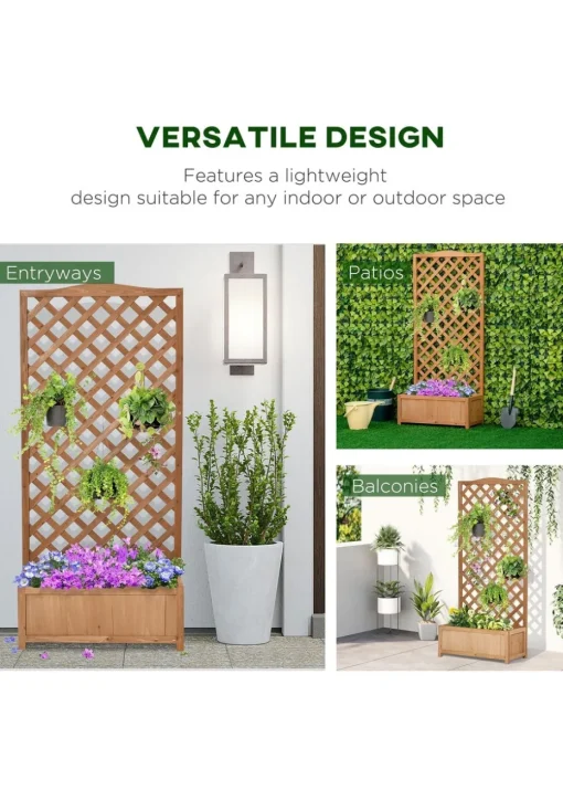 Outsunny Brown Garden Wooden Planter Box (76x36x170cm)