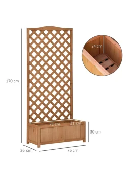 Outsunny Brown Garden Wooden Planter Box (76x36x170cm)