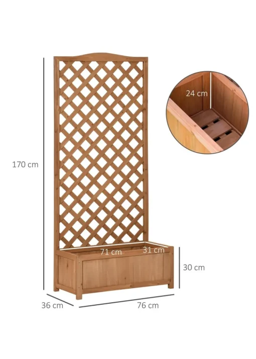 Outsunny Brown Garden Wooden Planter Box (76x36x170cm)