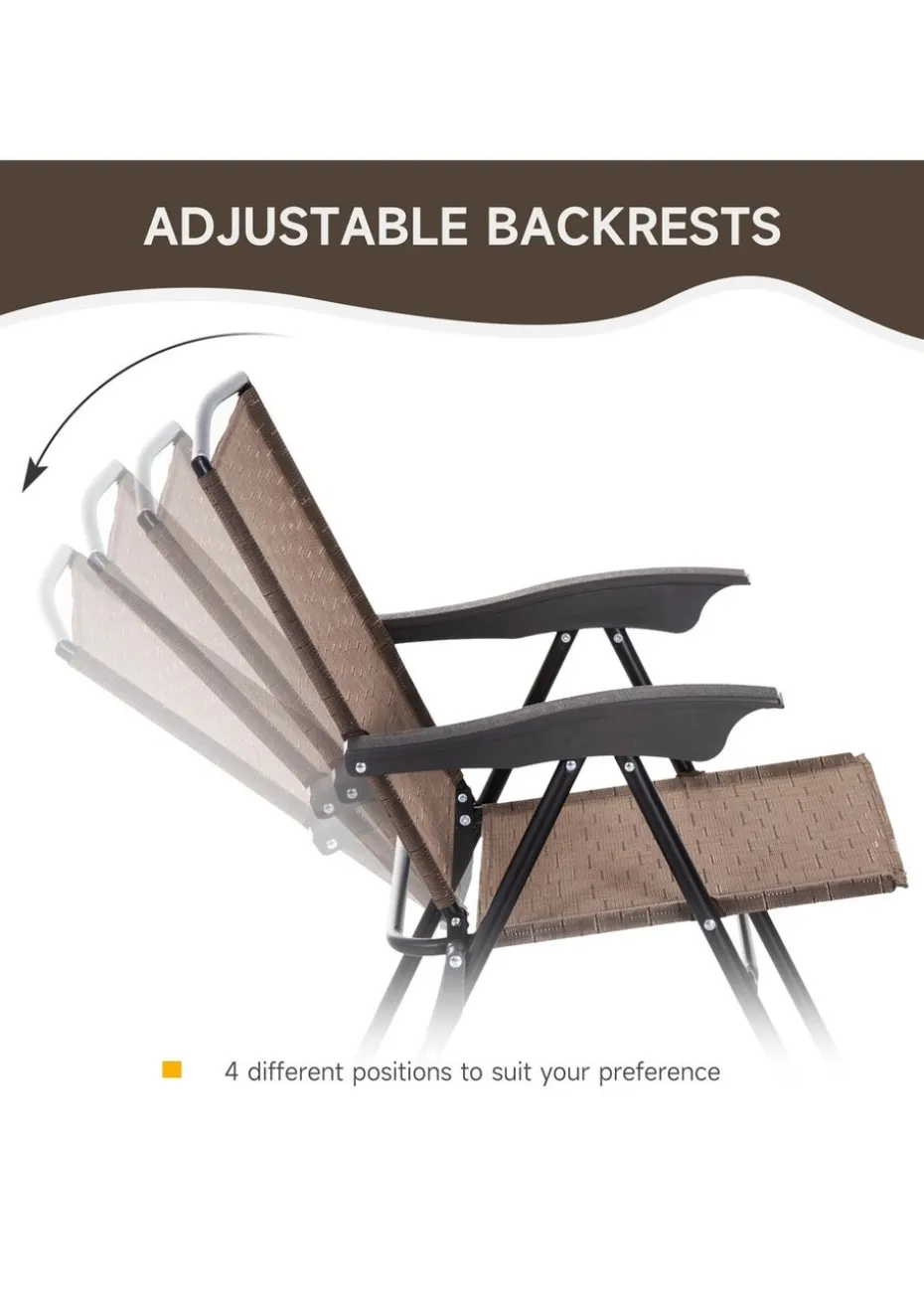 Outsunny Brown Outdoor Bistro Set with 2 Folding Armchairs 3Pcs