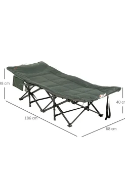 Outsunny Camping Bed w/ Carry Bag, Magazine Bag & Cup Holder, Grey
