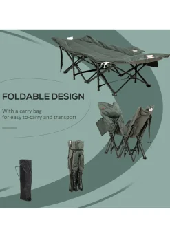 Outsunny Camping Bed w/ Carry Bag, Magazine Bag & Cup Holder, Grey