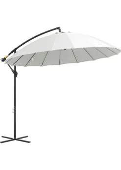 Outsunny Cantilever Shanghai Parasol with Crank Handle Cross Base OffWhite 3(m)