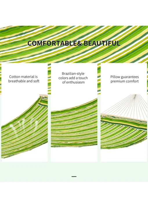 Outsunny Double Cotton Hammock Camping Bed Swing