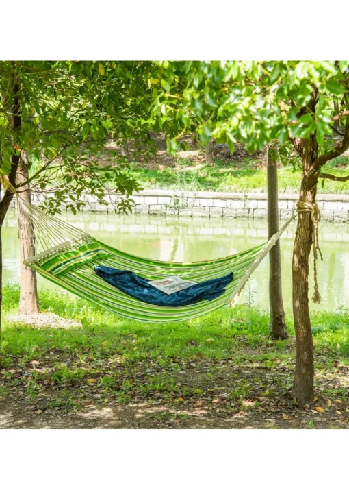 Outsunny Double Cotton Hammock Camping Bed Swing