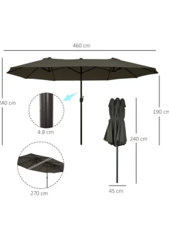 Outsunny Double-Sided Garden Parasol (4.6m) - NO BASE