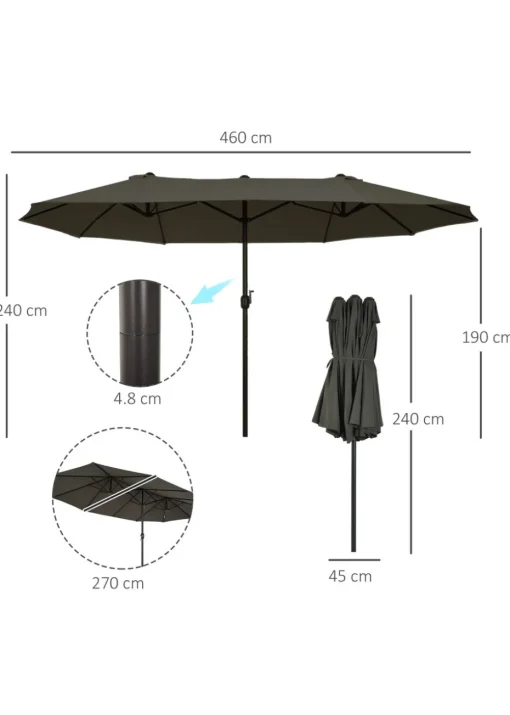 Outsunny Double-Sided Garden Parasol (4.6m) - NO BASE