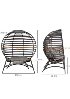 Outsunny Egg Chair with Soft Cushion - Brown