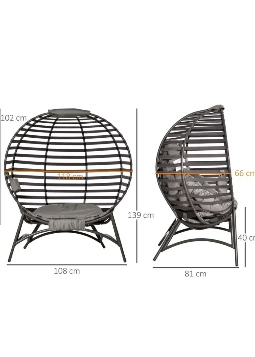 Outsunny Egg Chair with Soft Cushion - Brown