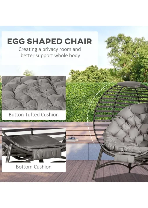 Outsunny Egg Chair with Soft Cushion - Brown