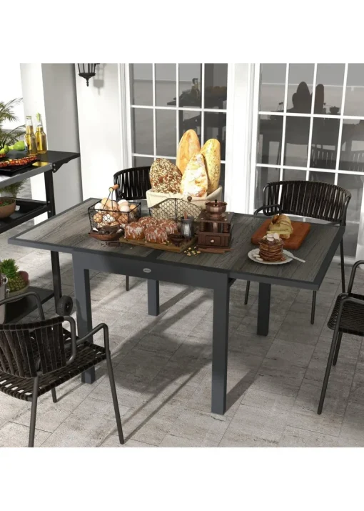 Outsunny Extendable Outdoor Dining Table Aluminium Rectangle Patio Table