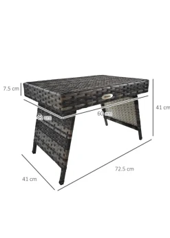 Outsunny Foldable Outdoor Coffee Table Steel Frame Rattan Side Table