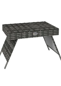 Outsunny Foldable Outdoor Coffee Table Steel Frame Rattan Side Table